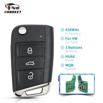 

Dandkey 5psc ID48 Chip Car Flip Remote Control Key 434MHz MQB For VW Volkswagen Golf 7 MK7 Skoda Polo Octavia Uncut HU66 Blade