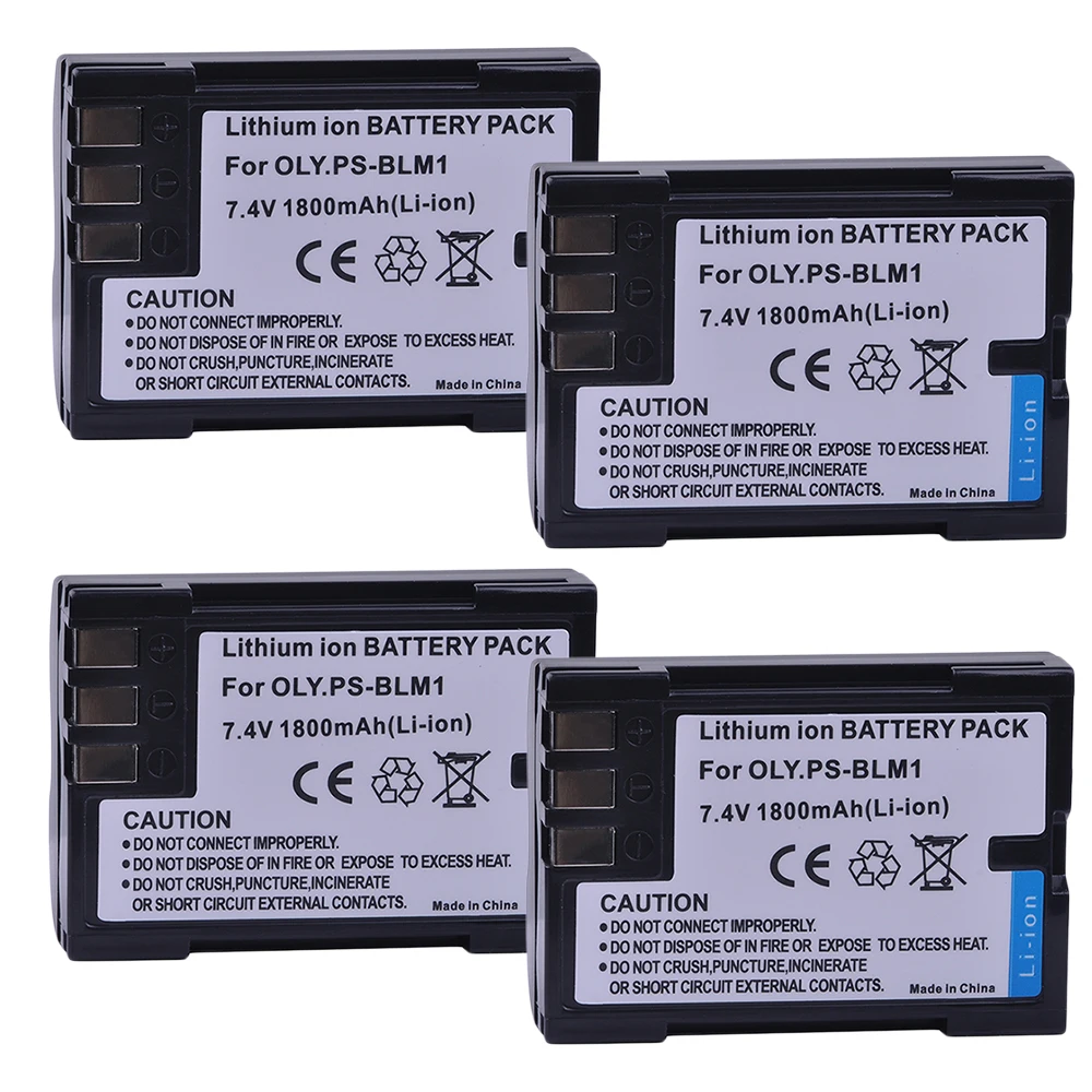 4pc Psblm1 Ps Blm1 Blm1 1800mah Rechargeable Liion Battery For Olympus Evolt E300 E330 E