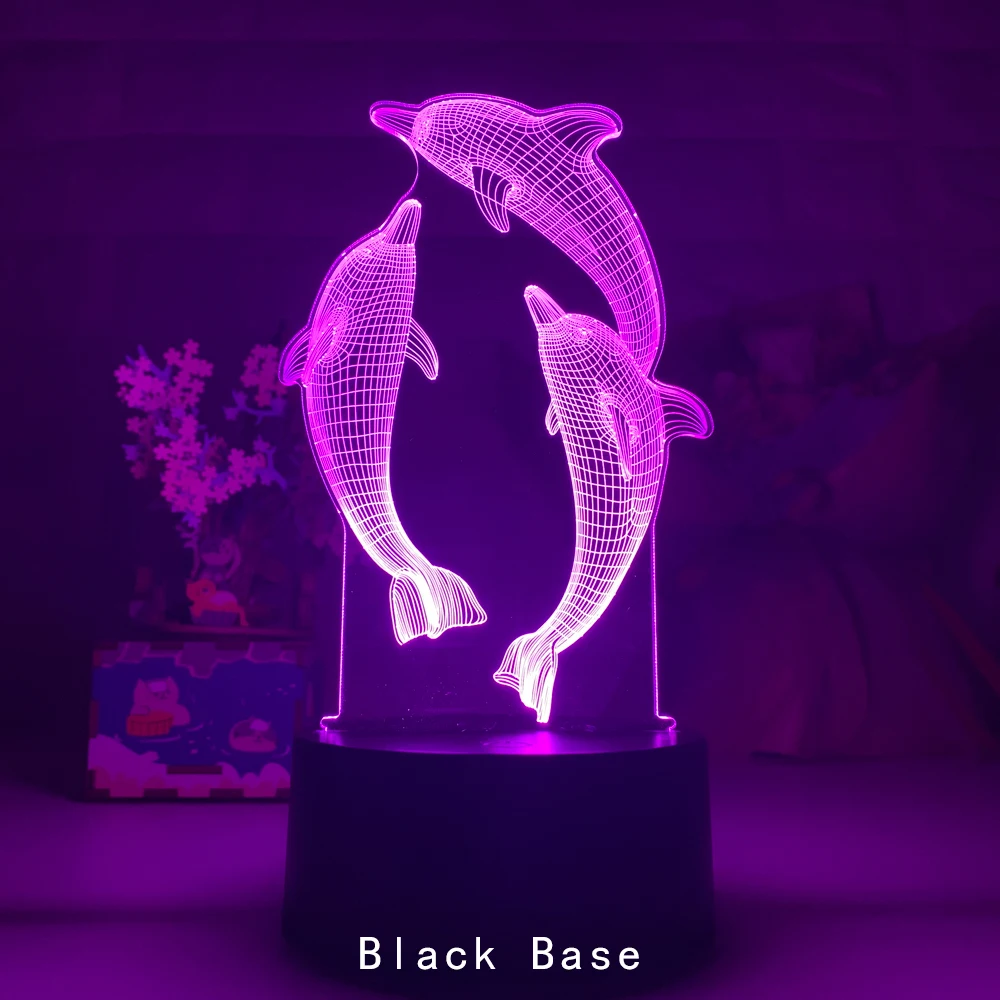 Remote / Touch Control 3D LED Night Light LED Table Desk Lamp Dolphin LED Night Lights Color Change 3D LED Light for Kids Gifts childrens night lights Night Lights