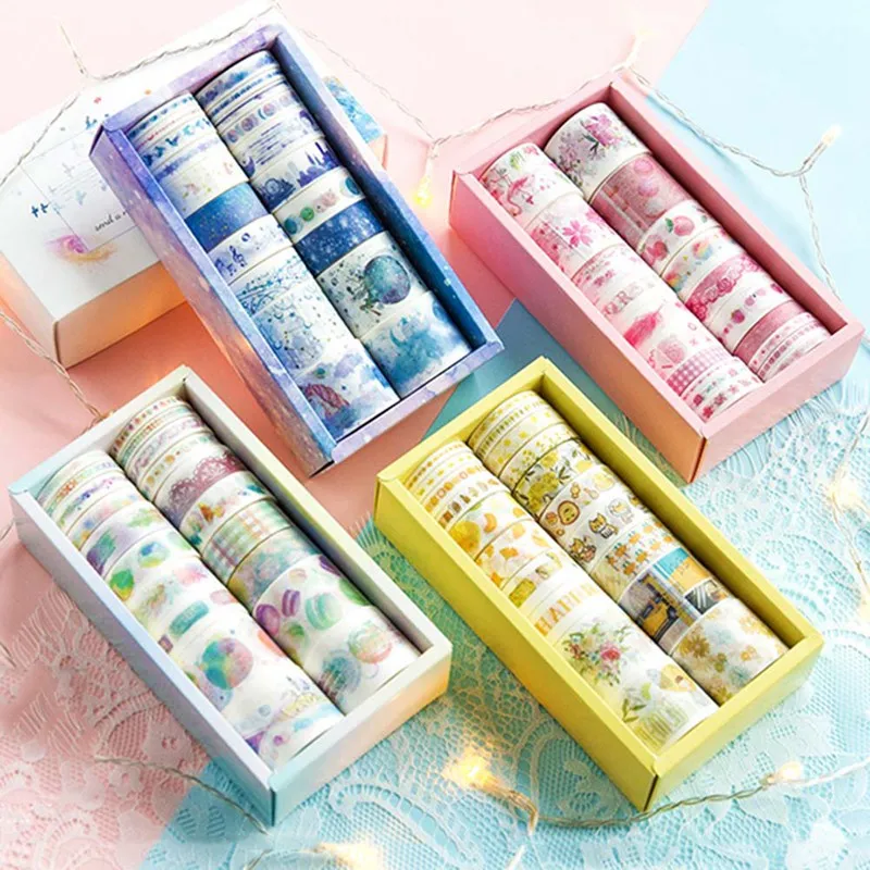 20 Pcs/box Beautiful Color Journal Washi Tape Adhesive DIY Scrapbooking Sticker Label Masking Tapes School Supplies Stationery