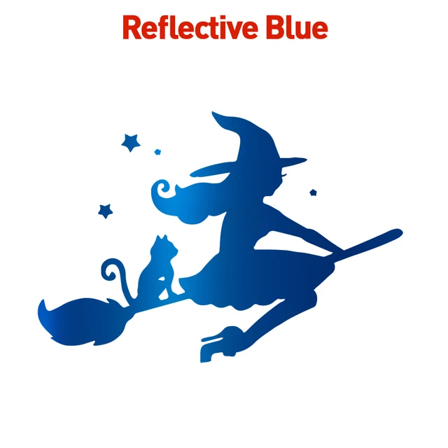 Creative Witch Car Decal Waterproof Self-Adhesive Removable Car Sticker Scratch Cover Decal Auto Decoration Reflective Blue