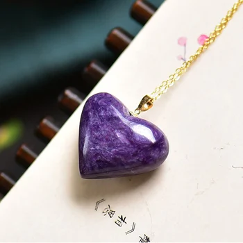 

Aladdin 2020 Nature Charoite Stone Necklace Heart Figure Design inset 26.2*21.3*12.4 for women anniversary Gift