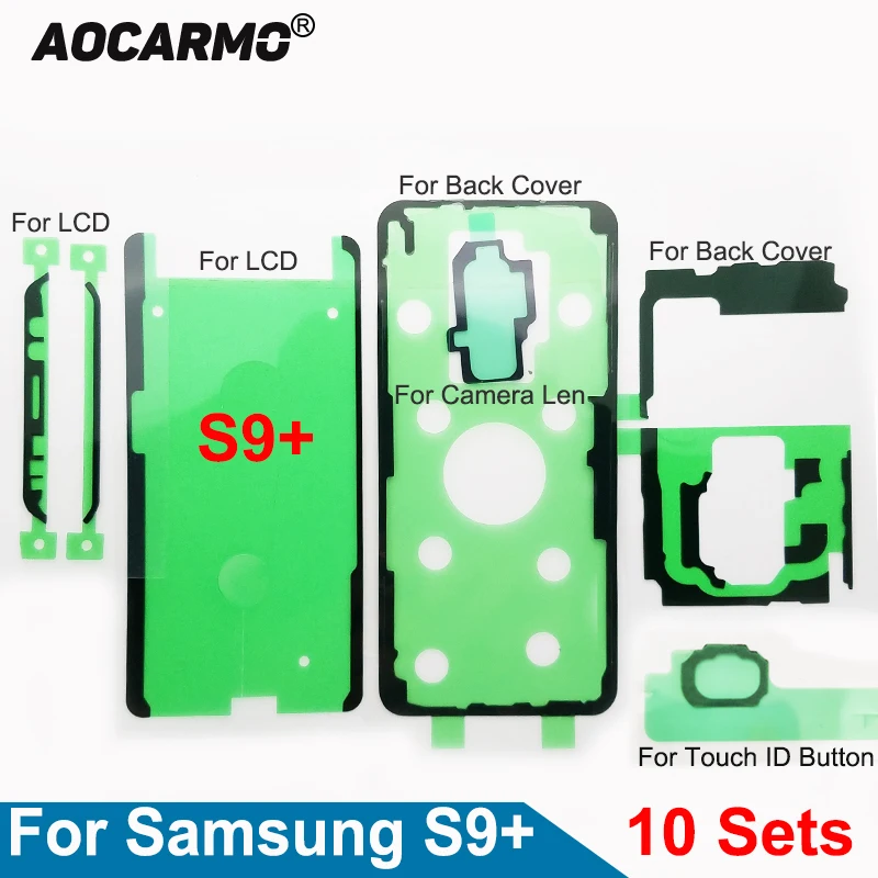 10 комплектов для samsung Galaxy S9plus G9650 S9+ ЖК-Дисплей задняя крышка батарейного отсека Камера Лен водонепроницаемая клейкая лента-наклейка