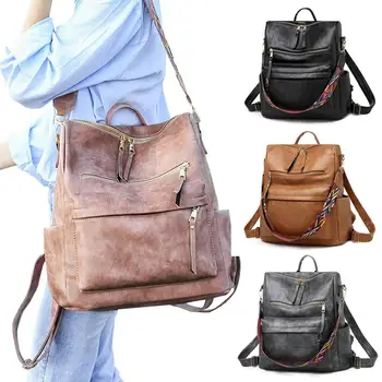 

2020 Backpack Women Leather Fashion Shoulder Bag Women Solid Color Women's Backpack Travel Bag Hand Bags Mochilas Para Mujer