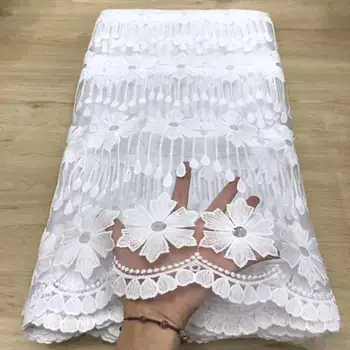 

New Pure White African Net Milk Silk Lace Sequins Embroidered High Quality French Lace Fabric Nigerian Lace Fabric For Wedding
