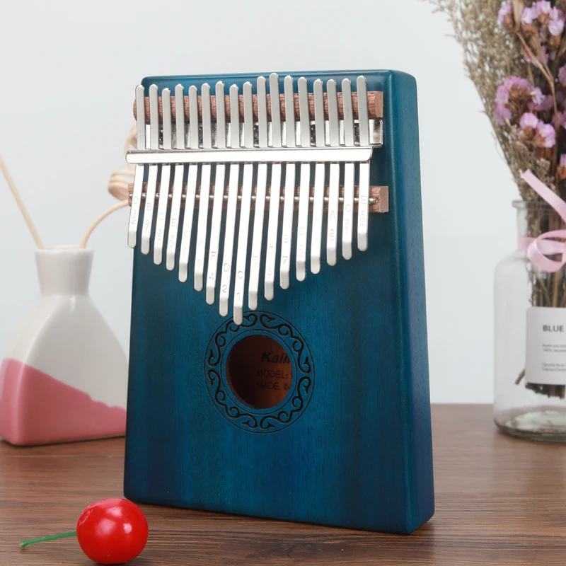 Blue Африканский калимба 17 ключ Llaves EQ Kalimbas большой палец пианино Mbira Calimba Likembe Kangombio Leekembay рояль музыкальный инструмент - Цвет: Blue