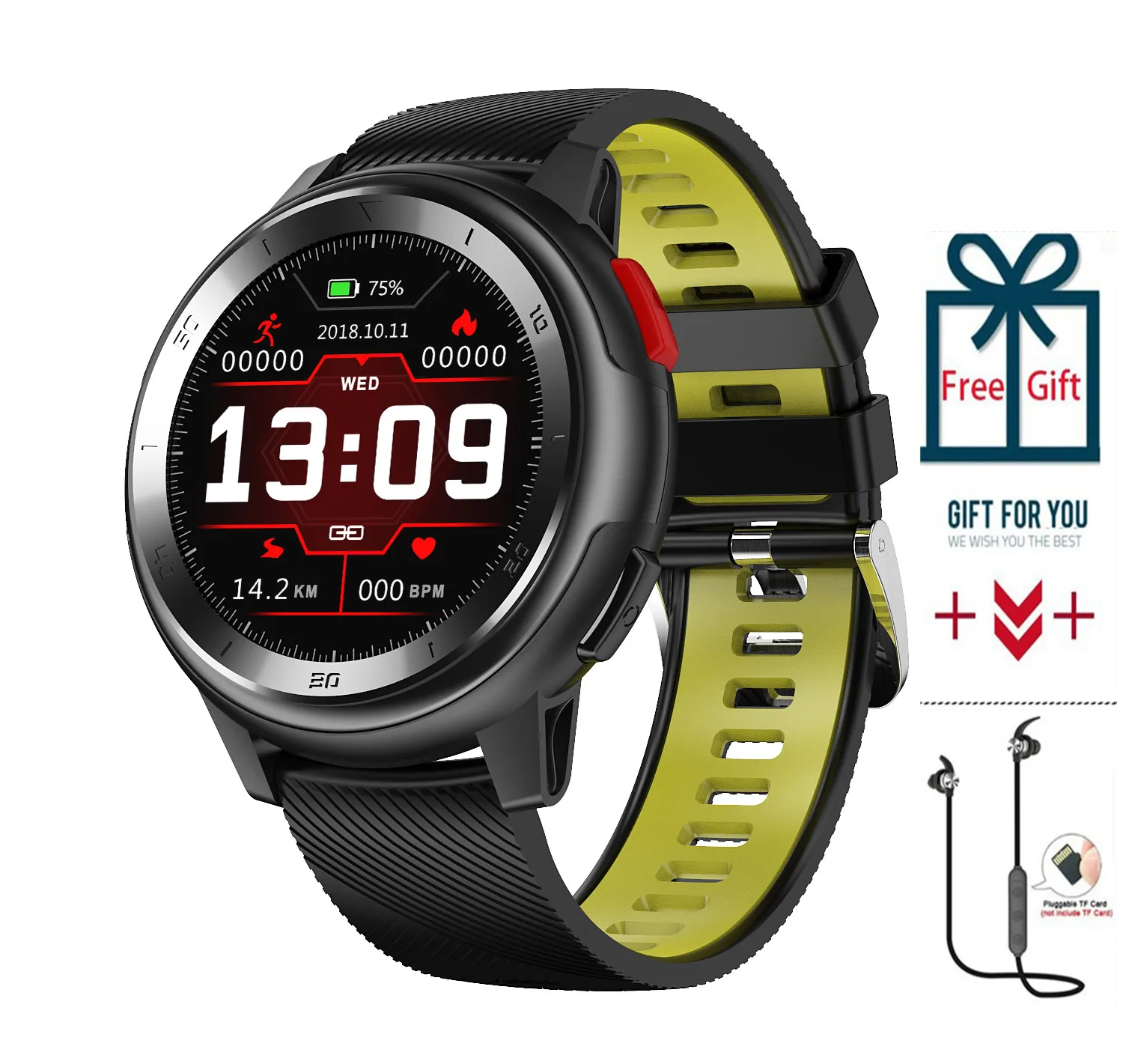 Новые умные часы с циферблатом лица Фитнес трекер Браслет IP68 Водонепроницаемый сообщения пуш-ап bluetooth Smartwatch Для мужчин Для женщин браслет - Цвет: YLLOW