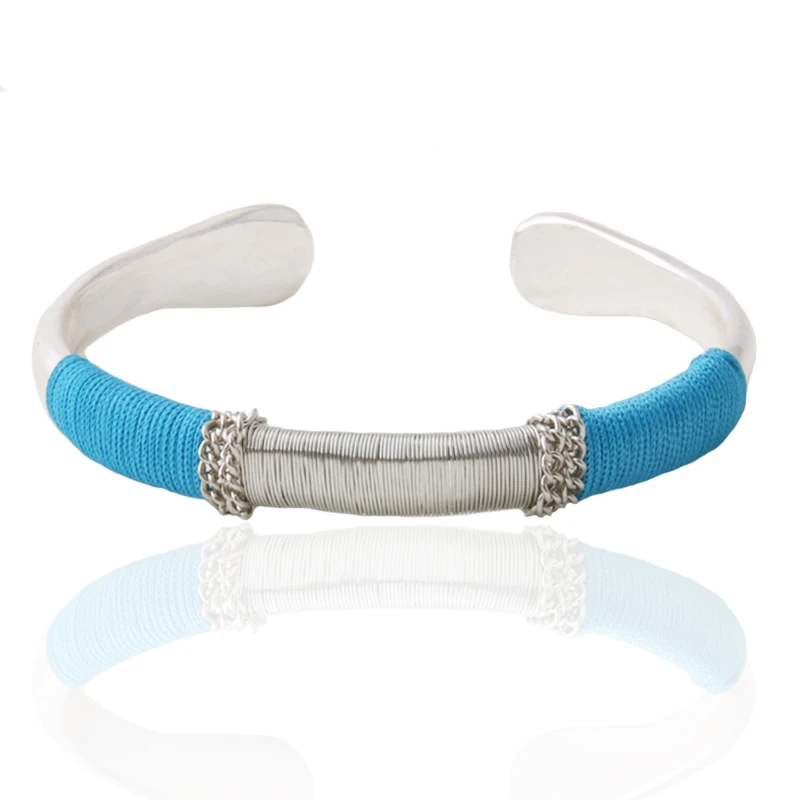 NeeFu WoFu браслеты ручной работы открытая Народно-медная провлока под заказ браслеты для женщин модная Роскошная Коллекция ювелирных изделий - Окраска металла: lake blue