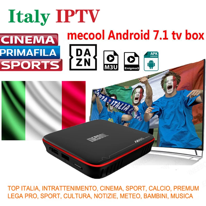 IP ТВ Экстра вирджин android tv box 1 год M3U подписка IP ТВ Италия 2000+ DAZN mediaset premium для взрослых детская музыка Xky Водонепроницаемая коробка