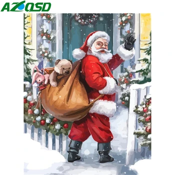 

AZQSD Painting By Numbers Santa Claus Picture For Living Room Home Decor Unframe Coloring By Numbers Cartoon DIY Christmas Gift