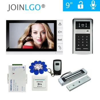 

Free Shipping 9" LCD Screen Video Door Phone Intercom Kit Outdoor RFID Code Keypad Doorbell Camera 180kg Electric Magnetic Lock
