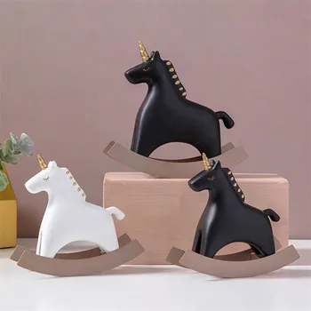 

[HHT] Nordic Cartoon Resin Unicorn Desktop Ornaments Iving Room Wine Cabinet Bookshelf Children's Room Home Decorations