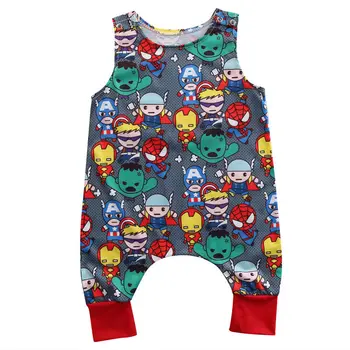 

Infant Baby Girls Boy Romper Super Heros Cartoon Print Sleeveless Jumpsuit Playsuit Summer Cotton Clothes 0-24M Baby Romper
