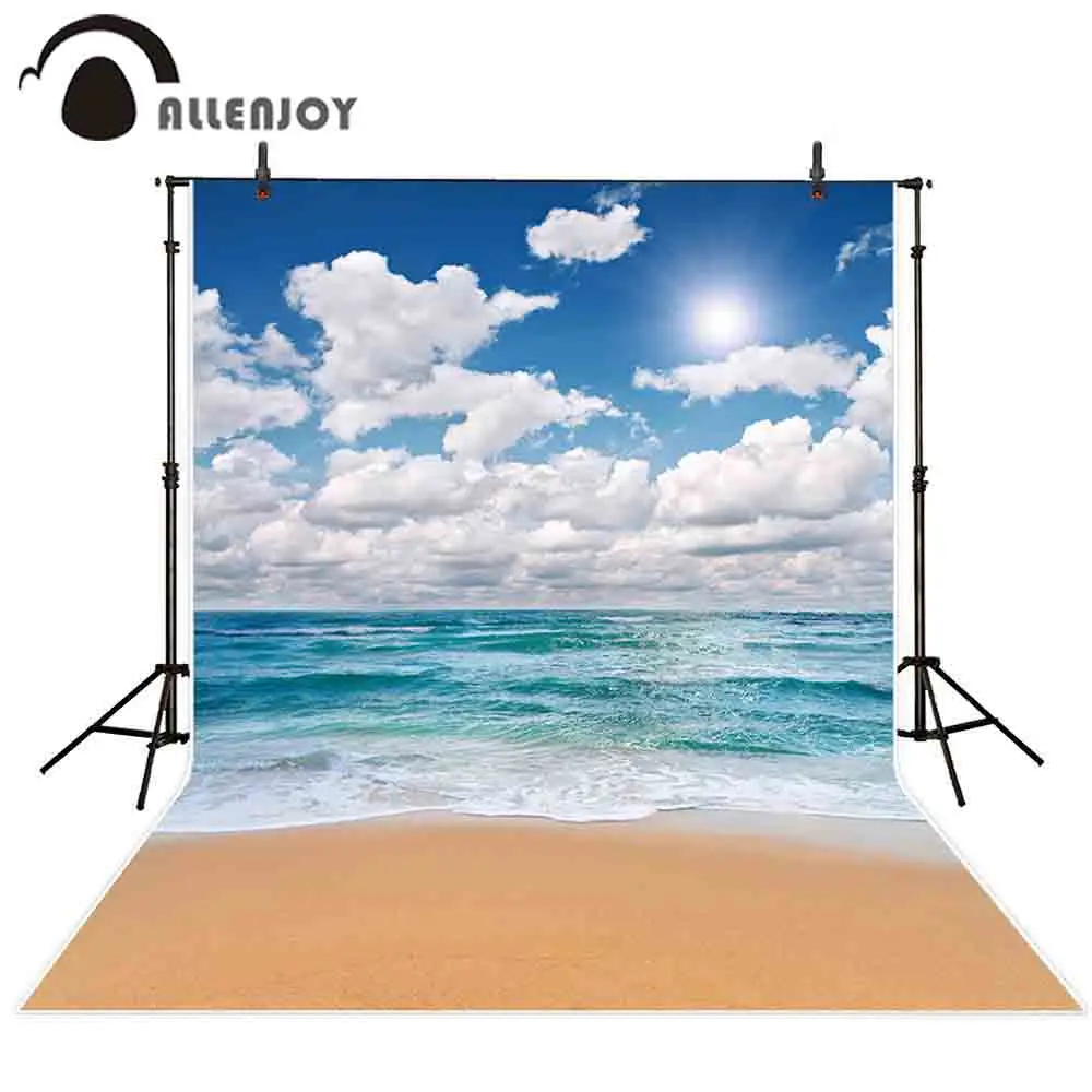 Фон для фотосъемки Allenjoy с тропическим летним песком пляжем морским небом облаком