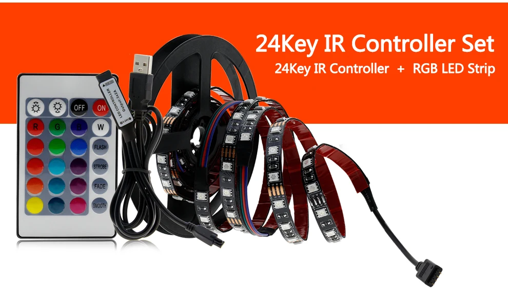 USB Светодиодная лента 5050 гибкий RGB светодиод DC5V RGB цвет сменный ТВ фоновое освещение