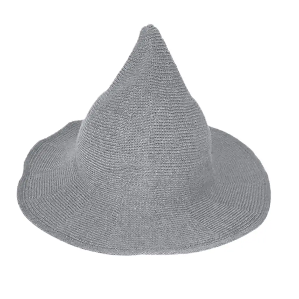 Women's Kinitted-Wool Foldable Hats Wizard Cap for Halloween Party Masquerade Cosplay Costume Accessory