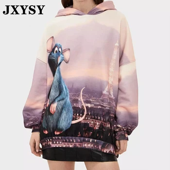 

JXYSY Hoodies Women Clothes 2020 Fashion High street 3D Print Little Mouse Pattern Hooded Sweatshirts Female Pullover Top