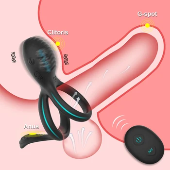 Wireless Remote Control Cockring Vibrator Clitoris Stimulation Sleeve for Penis Ring Sex Toys for Men Male Chastity Cock Rings 2