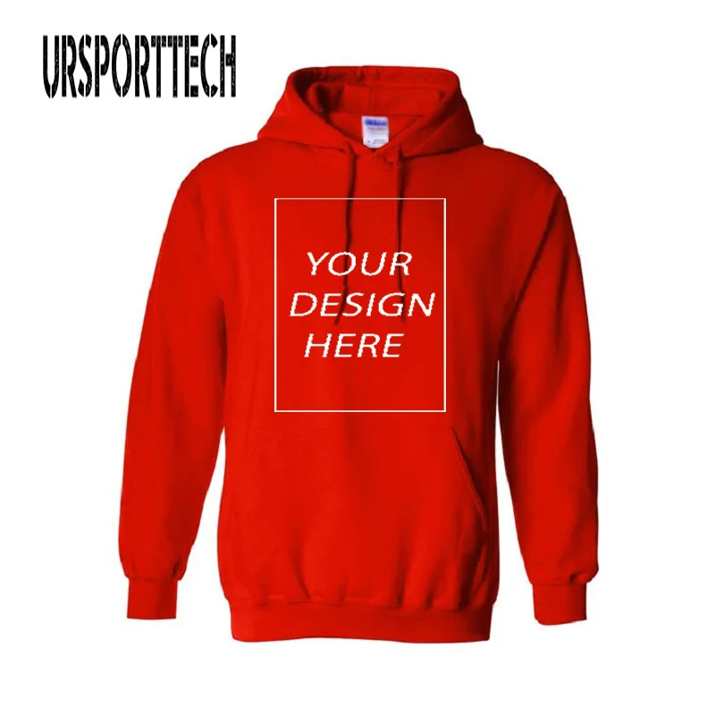 URSPORTTECH, заказной с собственным логотипом, пуловер, толстовки, мужские, для взрослых, с принтом, толстый свитшот, цветной, черный, хлопок, свитер - Цвет: Красный