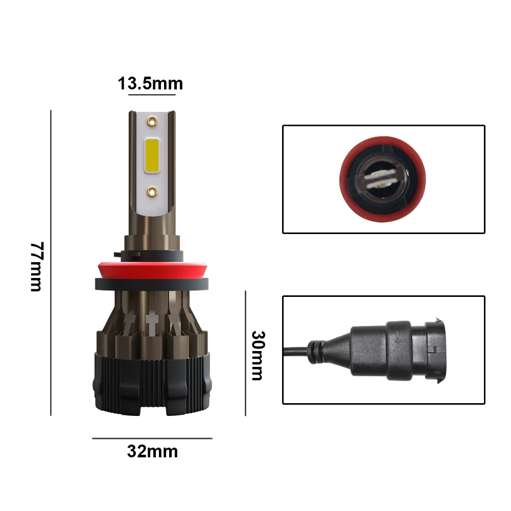 PAMPSEE 2 шт. 9005 HB3 светодиодный 9000LM/Пара Мини автомобильных фар H7 H1 H4 H8 H9 H11 Комплект 9006