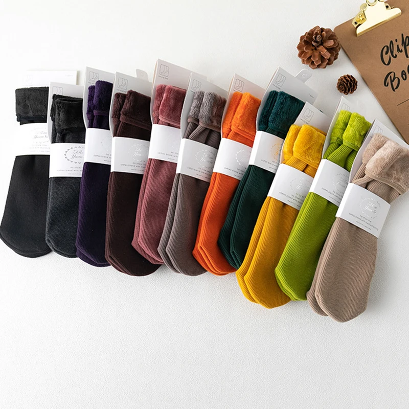 Зимние плотные теплые носки в стиле знаменитостей; Зимние Носки ярких цветов с MS температурой; женские домашние короткие носки-Тапочки