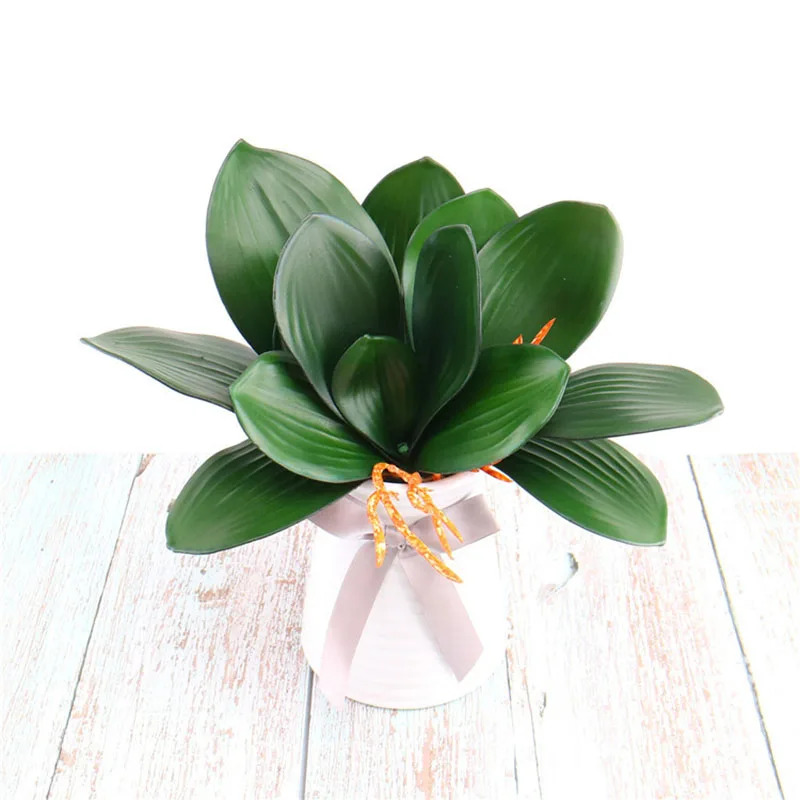 1pcs artificial flower butterfly orchid silk simulation green leaf hotel home table decoration | Дом и сад