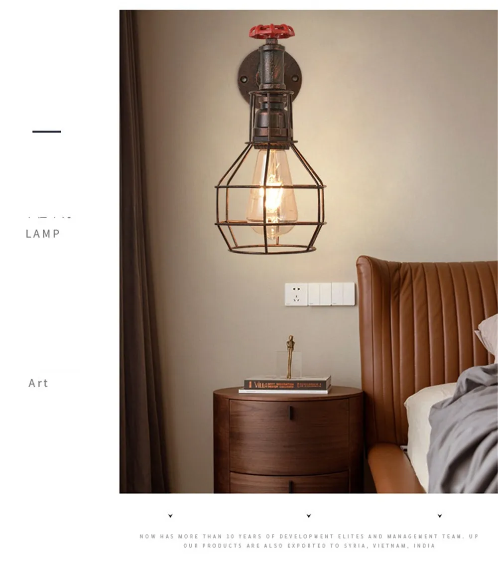 Industrial Water Pipe Light Vintage LED Wall Lamp Loft Edison Sconce Wall Lights Rust Iron Home Decor Lighting Retro Luminaire (13)