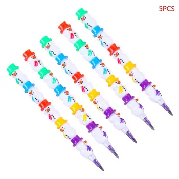 

5 Pcs Assembleable Cartoon Snowman Shape Crayon Children Drawing Gift Stationery