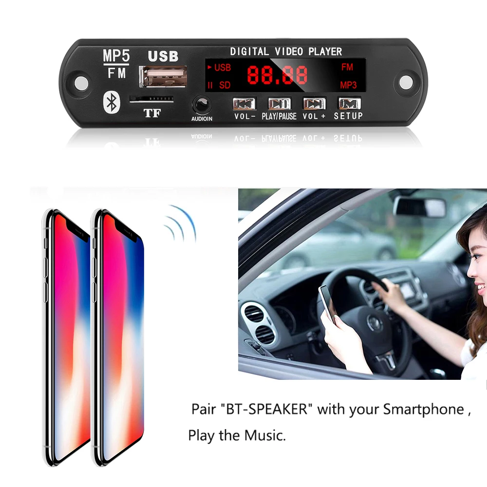 KEBIDU беспроводной аудио приемник 5 в 12 В USB AUX Автомобильный MP3 детектор