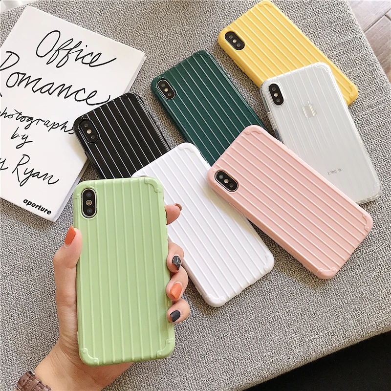 

Simple and Stylish Solid Color Suitcase Phone Case for IPhone X XS XR XS MAX 6 7 8 6s PLUS Personality Back Cover