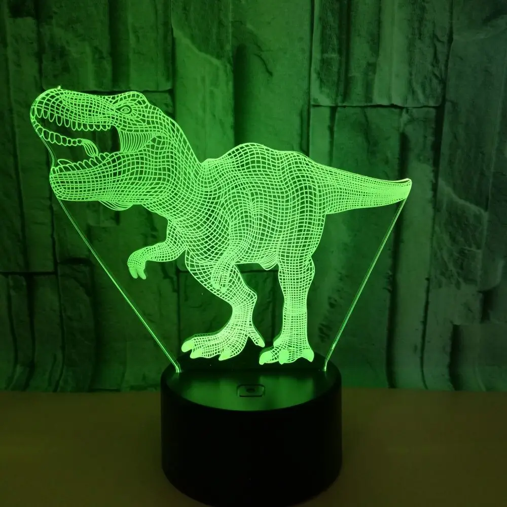 Динозавр 3D ночник иллюзия Led 7 цветов Изменение сенсорный настольная лампа