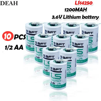 

10pcs/lot New Original SAFT LS 14250 LS14250 14250 3.6V 1/2 AA 1/2AA primary battery LS14250 PLC Lithium Battery With Pins