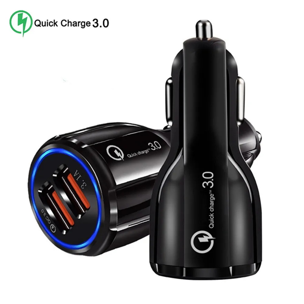 

3.1A Car Micro USB Charger Quick Charge QC 3.0 Mobile Phone Charger 3 Port Dual USB Fast Car Charger for iphone X Samsung Huawei