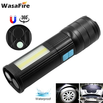 

Powerful Waterproof Adjustable Focus Torch L2+COB 3 Modes Work Light Rechargeable Led Flashlight Zoom Lanterna for Car Repairing