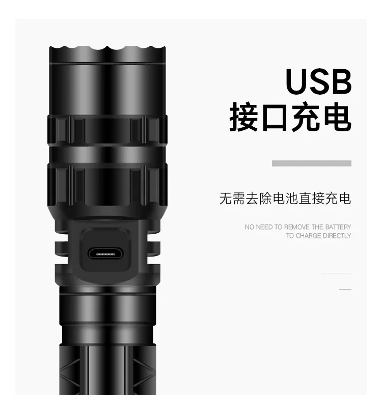 Новый мощный светильник вспышка из алюминиевого сплава USB зарядка уличный