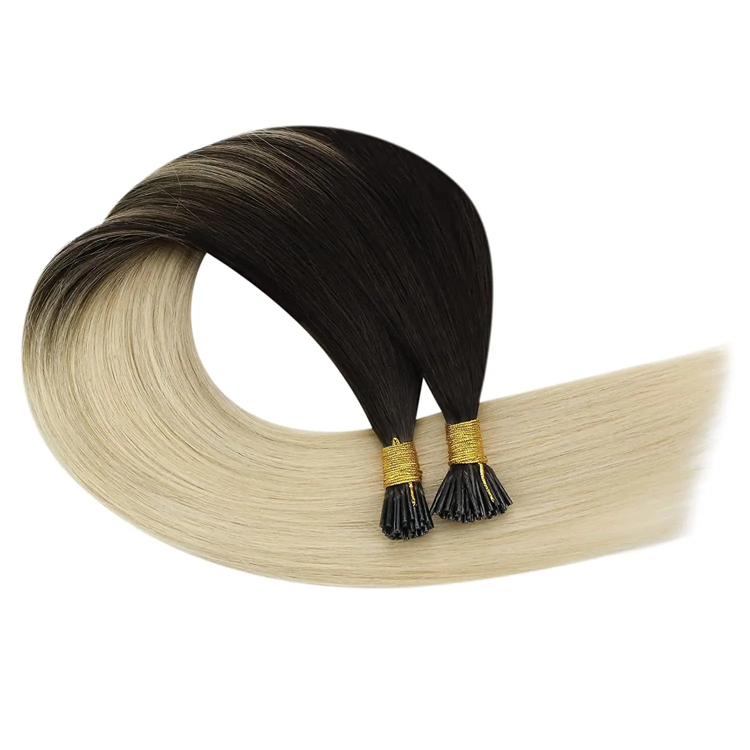 Ugeat Stick I Tip Hair Extensions 1G/1S Human Hair Balayage 40G/80G Brazilian Pre Bonded Extensions 14-22"