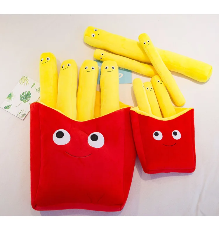 desenhos animados um saco de batatas fritas engraçado recheado de pelúcia chips de comida bonito abraço travesseiro crianças brinquedo educacional interativo