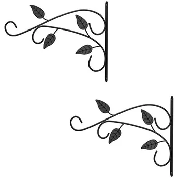 

2PCS Hanging Basket Brackets Plant Hook Metal Outdoor Garden Heavy Duty Wall Hook for Planter Flower Hanger Bird Feeder