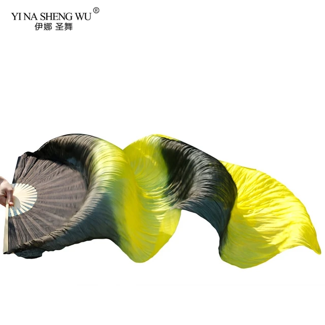 1 Piece Imitation Silk Colorful Belly Dance Fan Handmade Fan For Kids/Women Bellydance Long Fan Chinese Dance Fan Veil 22 Colors Color 1