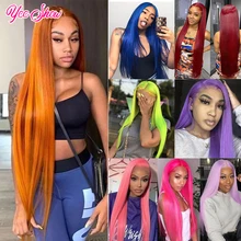 Blue Pink Grey 613 Lace Front Wig Straight Human Hair Wigs For Women Green Purple Blonde Remy Human Hair Wig Brazilian Lace Wig