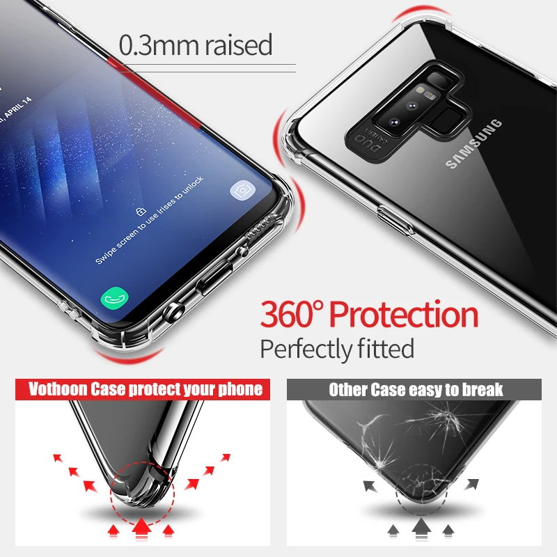 Противоударный чехол Vothoon для Samsung Galaxy S20 Ultra S10 Plus S8 S9 Note 8 9 10 мягкий