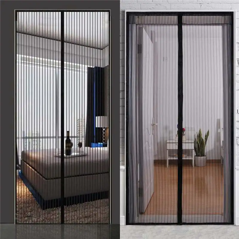 

5 Sizes Black Polyester Mosquito-proof moths Screen Soft Yarn Door Curtain Fly Insects Curtain Mute Encryption Magnetic Net Door