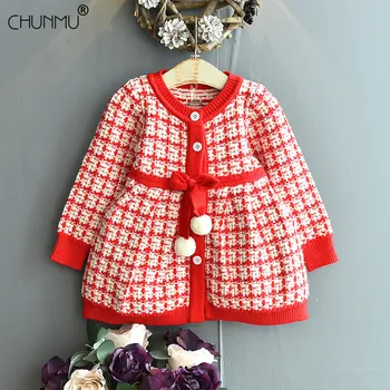 

Infant Kids Dresses For Girls Autumn Sweater Dress Casual Plaid Knitted Long Sleeve Baby Girls Birthday Party Dress Kids Clothes