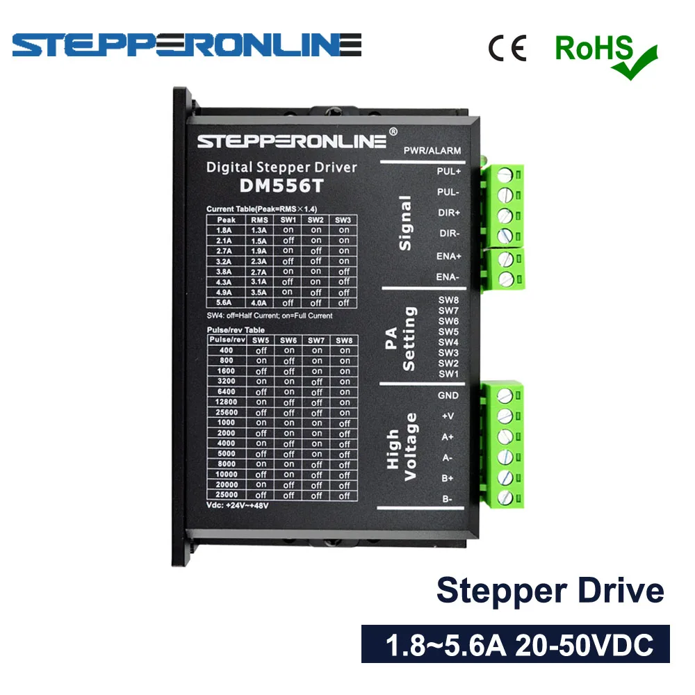 Цифровой Драйвер шагового двигателя 1,8~ 5.6A 20-50VDC 2-фазный шаговый мотор контроллер для(Национальная ассоциация владельцев электротехнических 23,24, 34 шагового DM556T