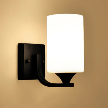 

American Loft iron wall lamps bedroom bedside corridor Decoration lamp glass Lampshade minimalist wall light