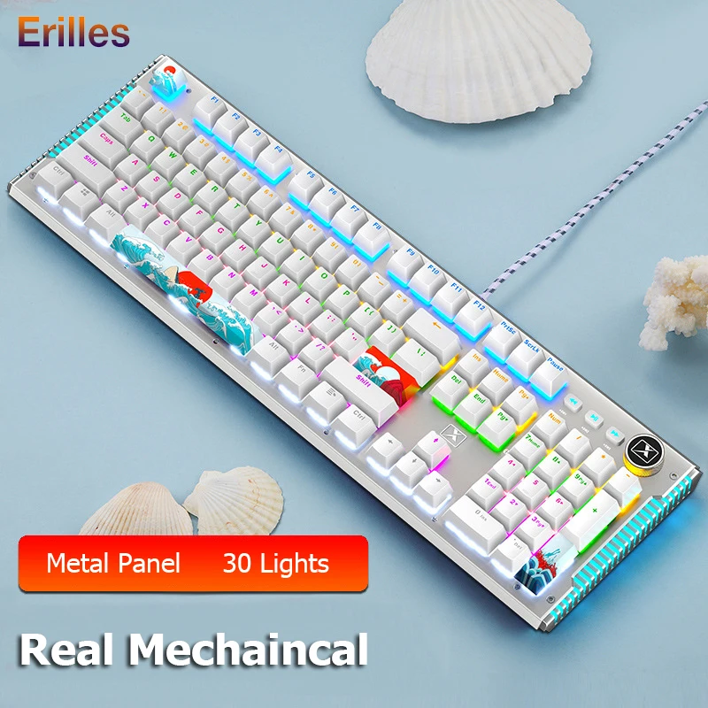 

2020 HOT USB Wired Gaming Keyboard RGB Backlit 30 Lights Computer Laptop Ergonomic Keypad Punk 104 keys Multimedia Keyboard