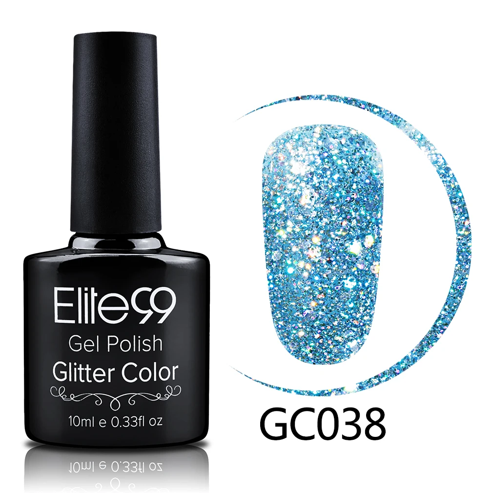 GC038 Elite99 10 мл Блестящий Перманентный лак для ногтей легко замачивается верхнее Базовое покрытие Гель-лак УФ светодиодная лампа машина Гибридный гвоздь лак - Цвет: GC038