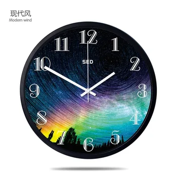 

Hanging Clock Living Room Silent Metal Clock Bedroom round Digital Pocket Watch Modern Simple Creative Watch One Product