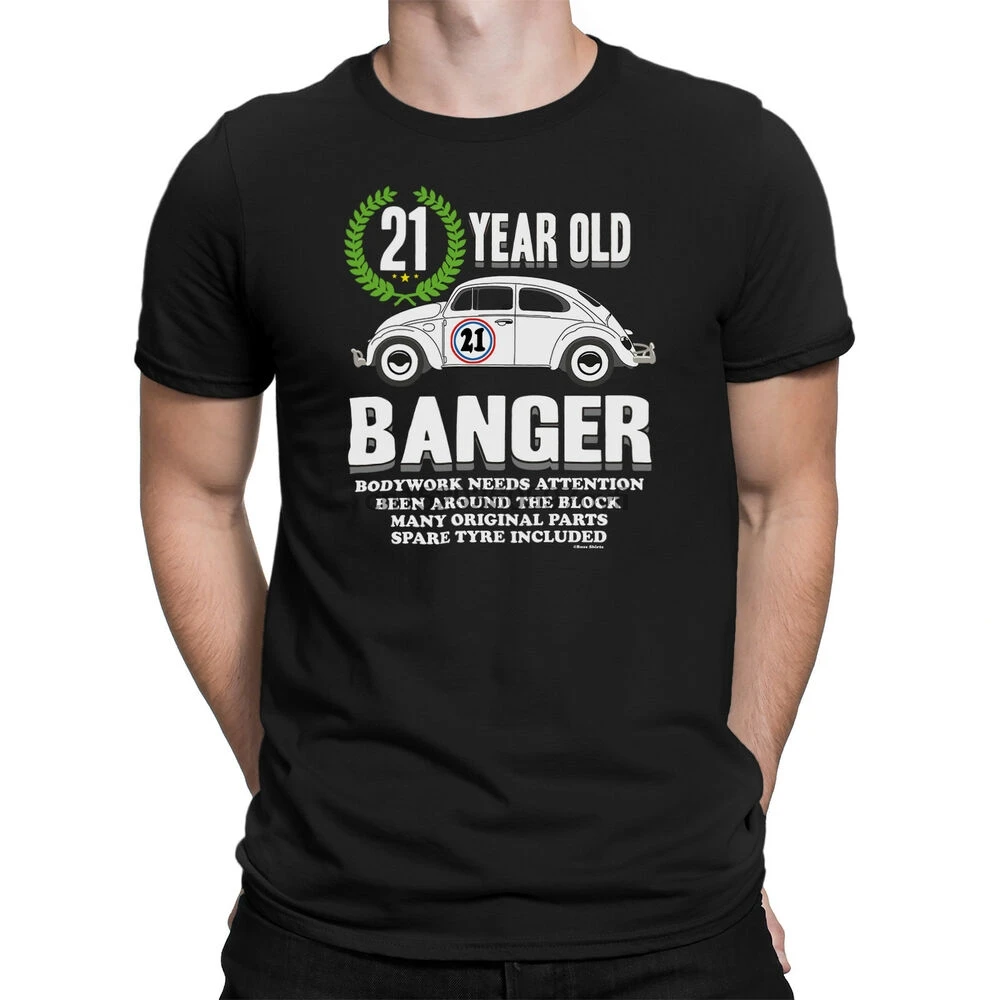 Mens 21st BIRTHDAY T-Shirt OLD BANGER 21 Years Old Joke Funny Car Gift Present | Мужская одежда