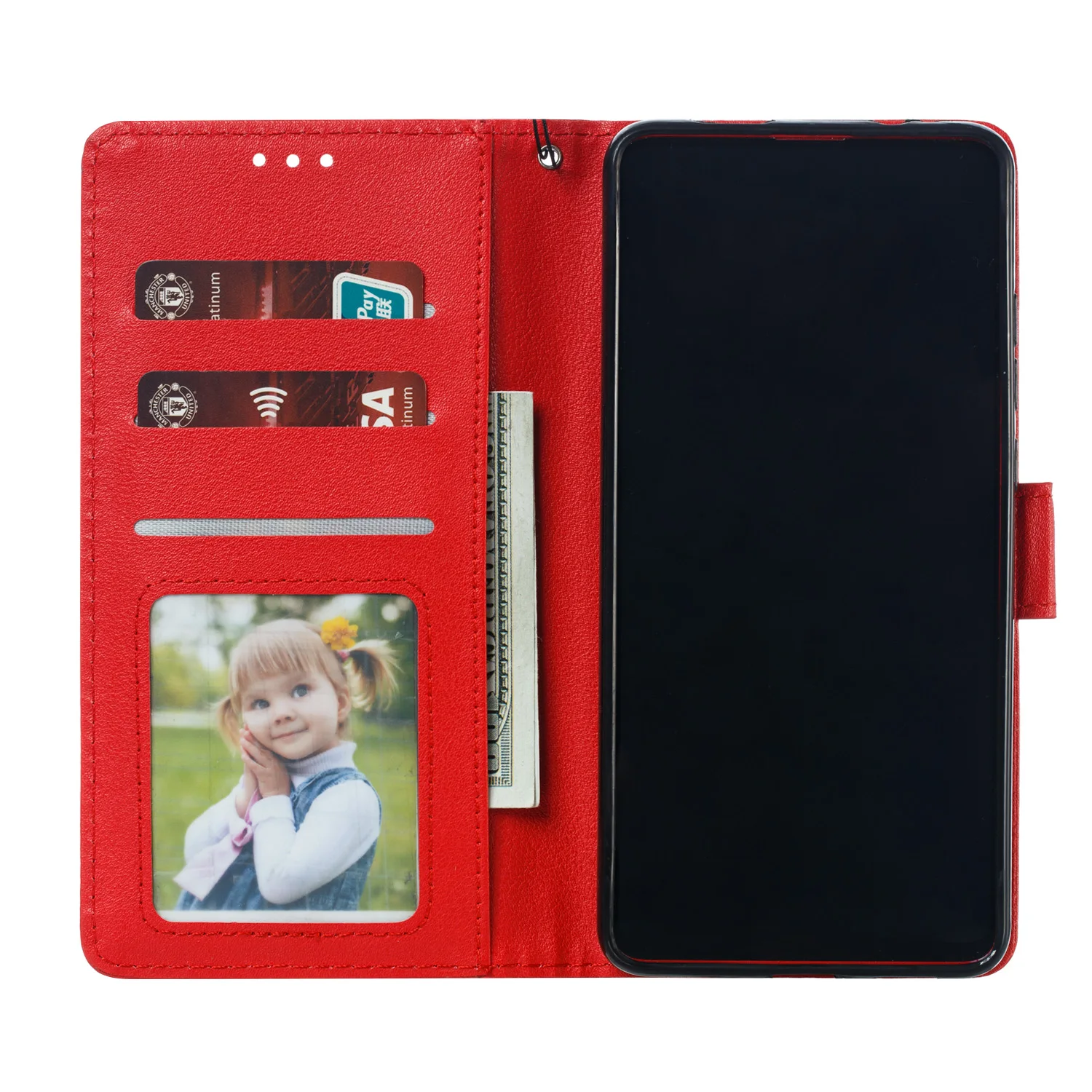 Bao Da Flip Wallet Dành Cho Xiaomi Redmi Note 9 8T 8 7 6 5 Pro 4x Đỏ MI 5 plus 8 8A 9A 9C 7A 6A 4A Funda Poco F1 Đứng Bao Da